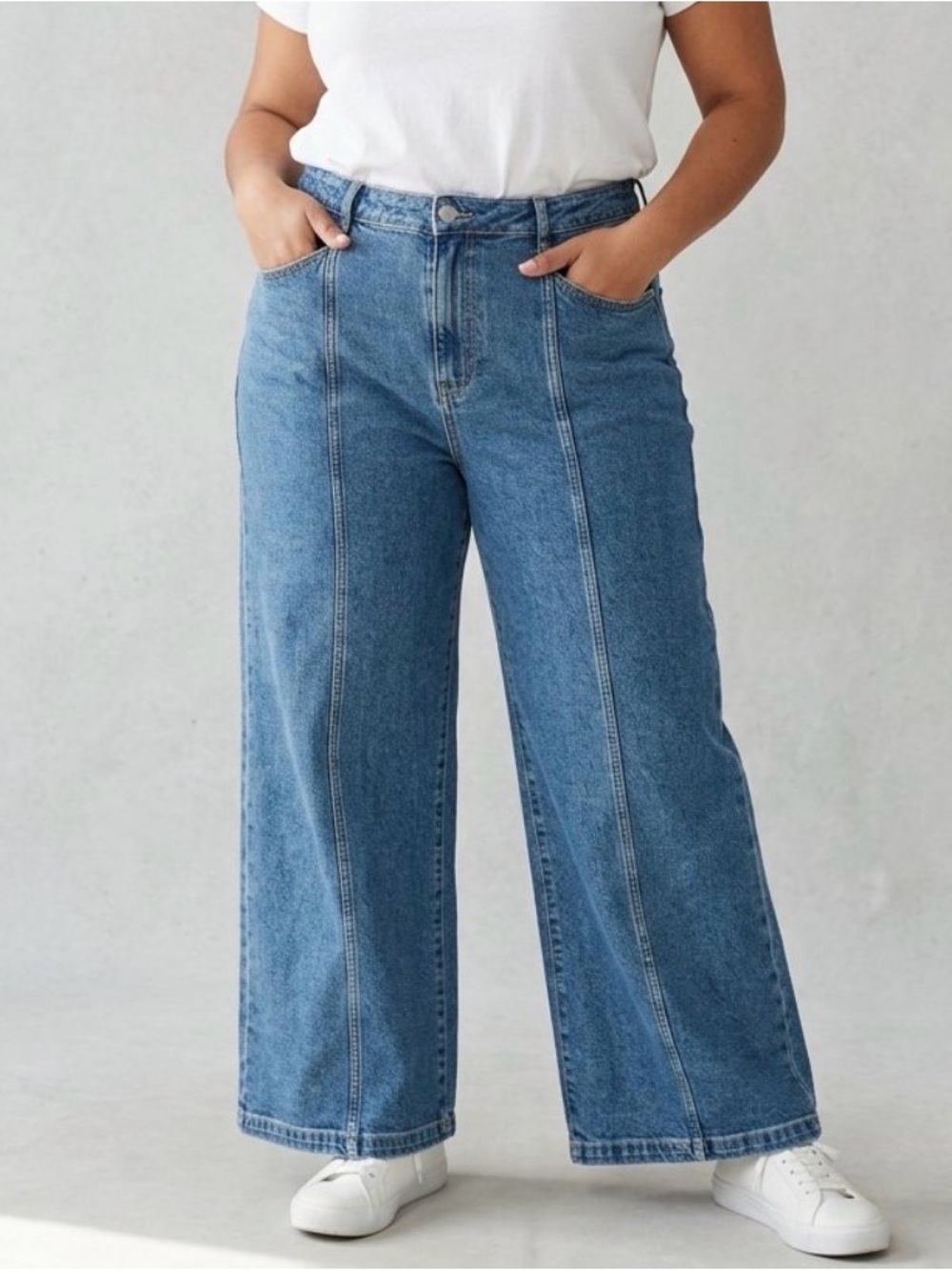 Ava & Viv High-Rise Wide-Leg Jean Women's Blue Jeans, Junior’s 17